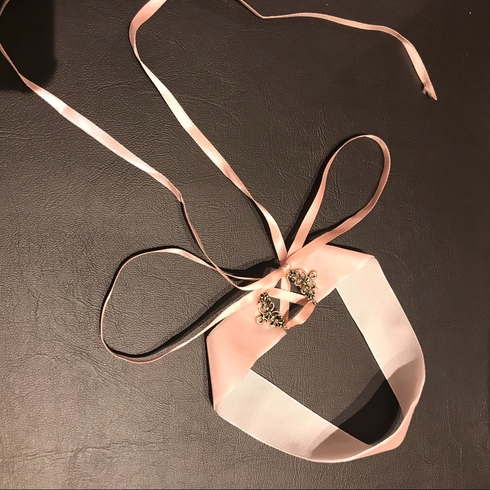Pink Lace Up Velvet Choker